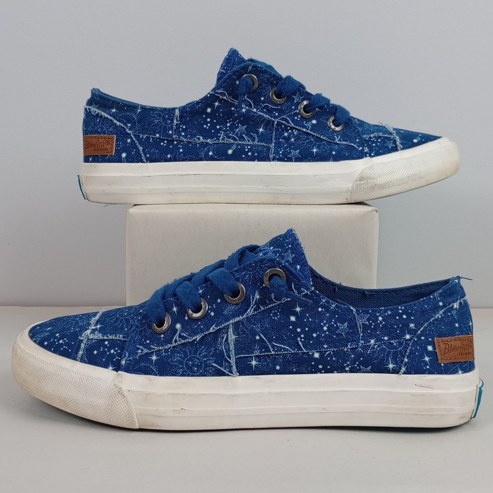 Blowfish Malibu Women 7.5 Blue Celestial Star Sun Print Canvas Play Sneakers